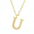Golden titanium steel necklace featuring a crystal-encrusted letter U pendant for women - Letter U (Includes Chain)