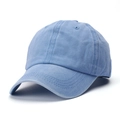 Close-up of light blue washed cotton baseball cap showing twill texture and stitching - Adjustable / Sky Blue