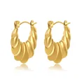 Boucles d'oreilles créoles torsadées en acier inoxydable plaqué or 18 carats pour femme - Style 6-Structure Torsadée