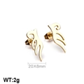 Golden stainless steel wing earrings with hollow design in 20x8mm size for women - Cut-out Angel Wings / Gold (KLJ572-Z)