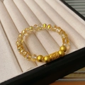 Beaded bracelet featuring yellow faceted crystals and embossed frosted gold charms - 33# Bracelet-Gold Rune Cylinder