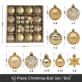 42pcs gold and champagne Christmas ornament set with matte and glitter finish - Gold (42 Pcs)
