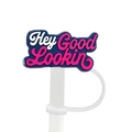 Blue silicone straw cover with 'Hey Good Lookin' text for Stanley tumblers - 6-Hey Good Lookin