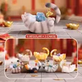 Cute resin fortune cat miniatures holding natural crystals for desktop decoration - A101 Lucky Cat Crystal Box 6 / Full Box Set