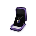 Clover heart pendant necklace with blue crystals in purple velvet octagonal jewelry box - Large Pendant Box / Purple With Black Interior