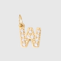 Golden letter W pendant with sparkling zircon crystals for DIY jewelry necklaces - Letter W - Gold