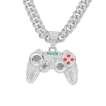 Collana a catena cubana argento hip hop con pendente a controller di gioco ghiacciato - Set di Collana per Console di Gioco / Argento