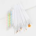 20pcs nail art brush set with dotting tools and varied synthetic bristle heads - 20 Piece Set / White