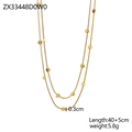 Double layered gold snake chain necklace with small cubic pendants and 40+5cm length - Double-Layer Snake Chain with Square Cubes (ZX33448D0W0)