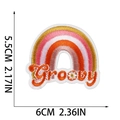 Retro rainbow Groovy letter embroidered iron-on patch for clothes and bags, 5.5x6cm size - Groovy Rainbow (W3HD-1-14)