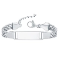 Polished silver stainless steel mesh bracelet with blank rectangular ID tag and lobster clasp - 16+5cm (Adult) / Steel