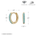 Detailed size specifications for 925 sterling silver hoop earrings with turquoise stones - Inner Diameter 8mm / Gold (Gold Plated)