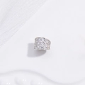 Detailed view of an S925 sterling silver cylinder bead with pavé zircon for DIY jewelry - Silver Small Tilted Spacer Bead 4.5*5.5mm