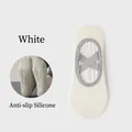 White non-slip yoga socks with cross straps and silicone grip dots for Pilates and dance - Cream