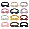 Set of 12 colorful baby girls stretch bow headbands with soft fabric bunny ears design - Mixed Color Style