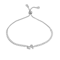 Adjustable silver bracelet featuring a sparkling zircon-studded number 17 charm pendant - Silver Capricorn