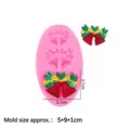 Moule en silicone rose pour cloches de Noël avec feuilles de houx et nœuds, 5x9x1cm - 6# (15-460) / Rose