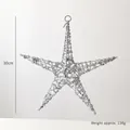 Sparkling silver glitter hollow star ornament for Christmas decor, 30cm festive hanging star - 30cm / Silver