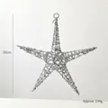 Sparkling silver glitter hollow star ornament for Christmas decor, 30cm festive hanging star - 30cm / Silver