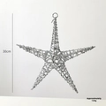 Stella di Natale argento glitterata da appendere, decorazione festiva traforata da 30cm - 30cm / Argento
