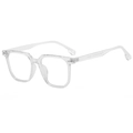 Transparent square frame eyeglasses with clear polycarbonate material and minimalist design - Clear Transparent