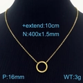 Goldene Halskette aus Edelstahl mit ineinandergreifenden Ringen auf schwarzem Torso - Einzelner Kreis Stil (KN235348-KFC)