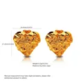Golden stainless steel heart studs with textured finish and dimensional specifications - Starpoint Texture Heart (FYD6168)