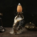 Dettaglio del bruciatore di incenso a riflusso con mano di Buddha e loto in bronzo - Mano di Buddha Loto A