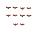 Détail macro de dix pendentifs chauve-souris dorés en émail brun rouge pour bijoux DIY - 7# Chauve-souris souriante marron