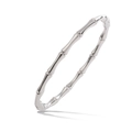 Minimalist silver bamboo joint bangle in polished titanium steel for women - Silver Style (31916) / Silver
