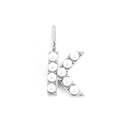 Silver letter K pendant with white pearls and polished metallic finish - Letter K / Steel