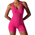 Tuta da yoga rosa senza cuciture con dorso a vogatore e tessuto a maglia elasticizzato - S / Rosa Rosso