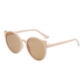 Cat ear kids sunglasses in light pink frame with brown lenses and golden details - Pink Frame Tea Lens