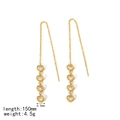 Mode gouden roestvrijstalen lange kwastje ketting oorbellen met hart zirkoon hangers - Hartstijl (TE6759-HT)