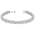 Bracciale tennis in argento lucido con zirconi tondi e chiusura sicura a scatto - Oro Bianco