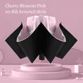 Automatic inverted umbrella in cherry blossom pink with heart patterns and 10-rib frame - 10 Ribs Manual / Pink French Style