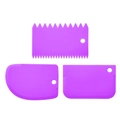 Three-piece purple plastic cake scrapers with serrated edges and curved blades for baking - Purple 3-Piece Set