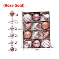Set di 12 decorazioni natalizie in oro rosa con diverse forme festive per l'albero di Natale - Oro rosa