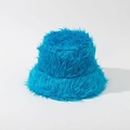 Cappello alla pescatora in ecopelliccia blu brillante, caldo berretto invernale morbido - 56-60cm / Blu