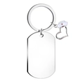 Detailed shot of silver stainless steel nurse keychain with heart and medical hat charm - Nurse Hat Charm
