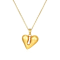 Gepolijste 18K gouden hart hanger ketting met modern 3D ontwerp op witte achtergrond - Hart Hanger Ketting (MS-282A) / Goud