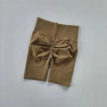 Brown high-waisted seamless scrunch butt yoga shorts for fitness and gym training - Cocoa Brown