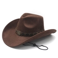 Cappello da cowboy western marrone con stemma a stella e cinturino sottogola regolabile - M (56-58cm) / Marrone