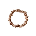 Elegant champagne gold satin scrunchie with silk texture for women's hair styling - Small / Light Coffee