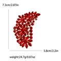 Retro oversized floral brooch with red crystal marquise petals and gold alloy base - Red