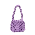 Handmade purple woven shoulder bag crafted with thick cotton rope and chunky knit texture - Light Purple (Finished)