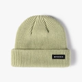 Light green knitted beanie featuring a ribbed texture and stylish black cloth label - One Size / Grass Green