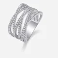 Anello multistrato in argento sterling S925 con moissanite e design a incrocio moderno - Taglia US 9 / Stile Moissanite 122 Pietre (R14052)