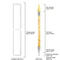 Dual-head acrylic nail dotting tool with wax tip and metal nib in a clear plastic storage box - Yellow