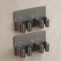 Lot de 2 supports muraux gris pour vadrouille avec rouleaux antidérapants en métal - Support De Serpillière Double En Acier Inoxydable 304 - Gris Gunmetal *2